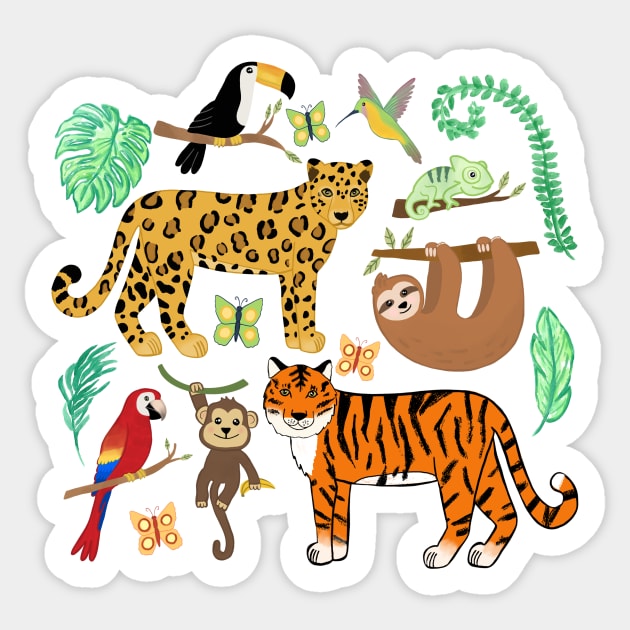 Wild And Wonderful Jungle Friends Sticker by tangerinetane